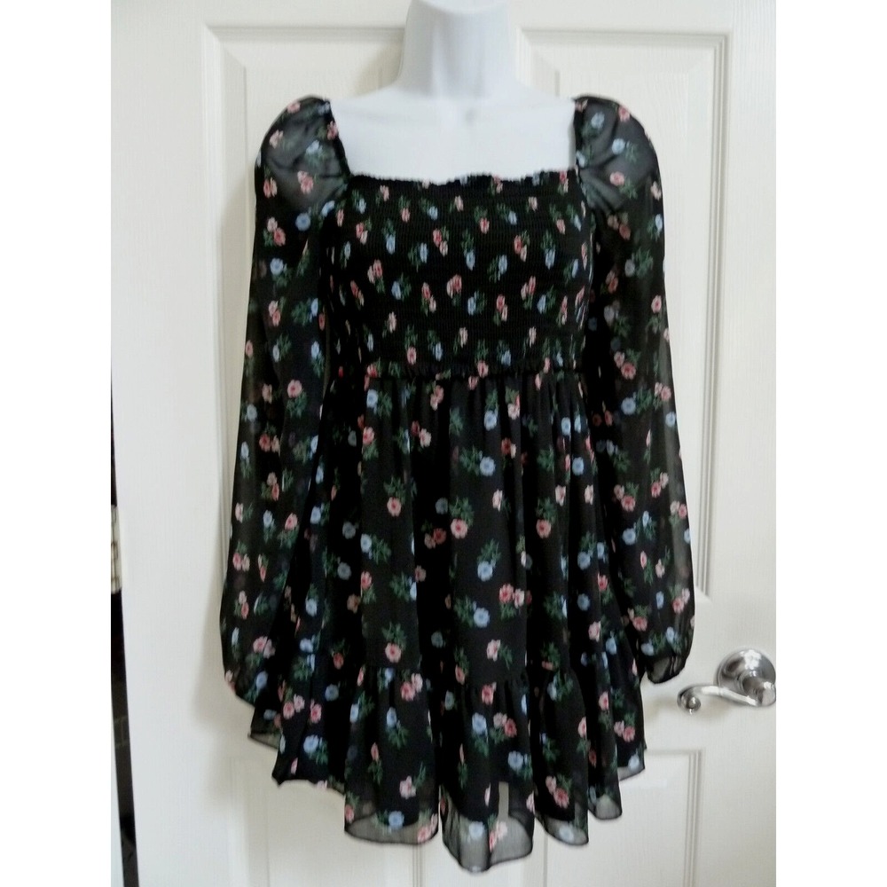 Unbranded Floral Ruched Blouse Top Small Sheer Balloon Sleeve Cottagecore Ruffle